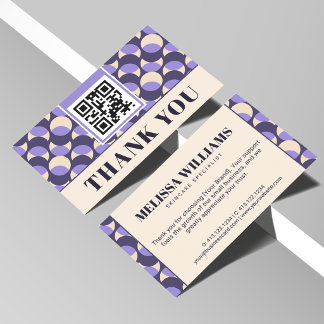 Modern Retro Lavender Geometric Thank You Card Tilläggskort