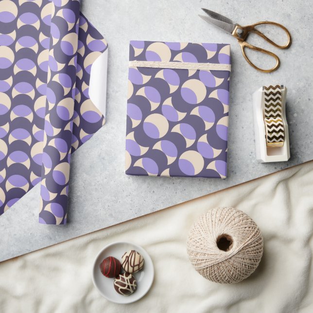 Modern Retro Lavender Geometric Wrapping Paper Presentpapper (Hantverk)