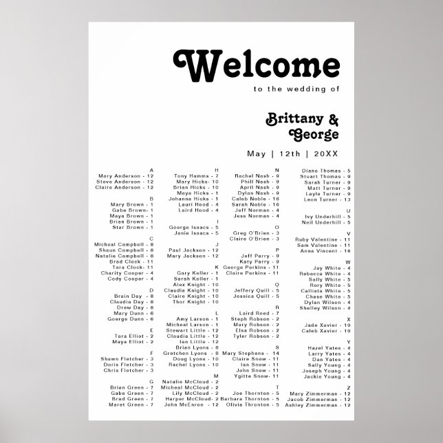 Modern Retro Lettering Alfabetisk sittning Poster (Framsidan)