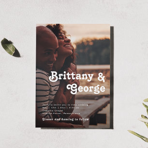 Modern Retro Lettering - Avslappnad Faded Photo Br Inbjudningar