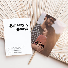 Modern Retro Lettering Avslappnad Photo Monogram Inbjudningar