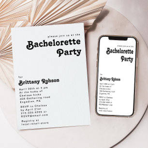 Modern Retro Lettering Bachelorette Party Inbjudningar