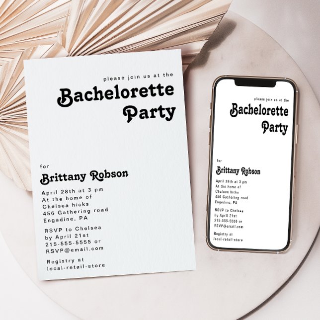 Modern Retro Lettering Bachelorette Party Inbjudningar (Skapare uppladdad)