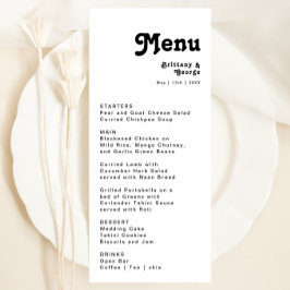 Modern Retro Lettering Bröllop-midmeny Meny