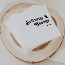 Modern Retro Lettering Bröllop Napkins Pappersservett