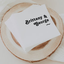 Modern Retro Lettering Bröllop Napkins