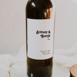 Modern Retro Lettering Bröllop Vin-etikett Vinflaska Etikett