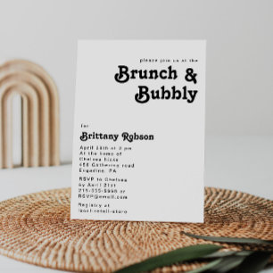 Modern Retro Lettering Brunch och Bubly Inbjudningar