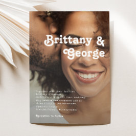 Modern Retro Lettering Faded Photo Bröllop Inbjudningar