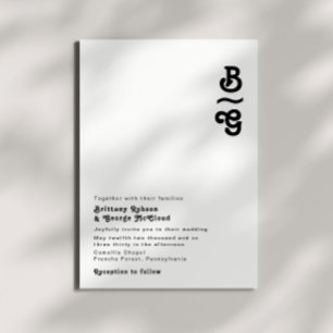 Modern Retro Lettering Monogram Bröllop Inbjudningar
