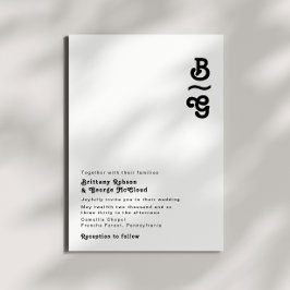 Modern Retro Lettering Monogram Bröllop Inbjudningar