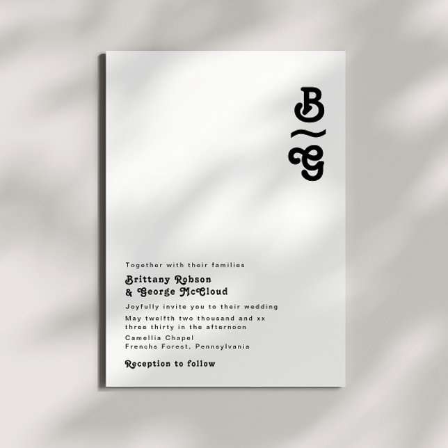 Modern Retro Lettering Monogram Bröllop Inbjudningar (Skapare uppladdad)