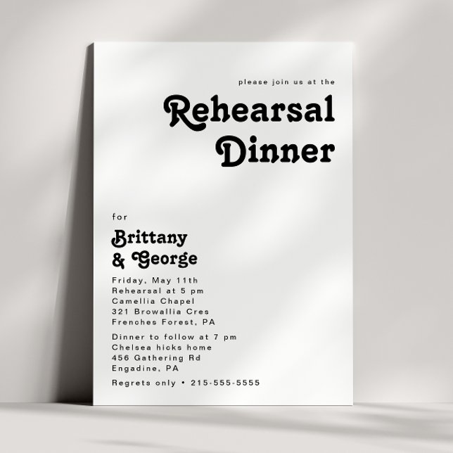 Modern Retro Lettering Rehearsal Dinner-inbjudan Inbjudningar (Skapare uppladdad)
