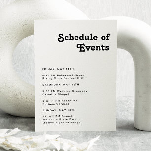 Modern Retro Lettering Schedule of Events Tilläggskort