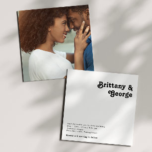 Modern Retro Lettering Square Photo Bröllop Inbjudningar