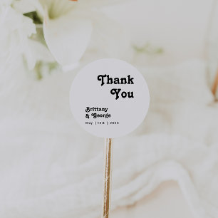 Modern Retro Lettering Tack Wedding Favor Runt Klistermärke