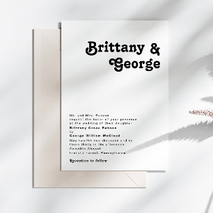 Modern Retro Lettering Traditional Bröllop Inbjudningar