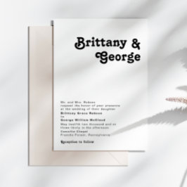 Modern Retro Lettering Traditional Bröllop Inbjudningar