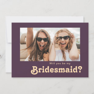 Modern Retro Lila Photo Bridesmaid Frieri kort