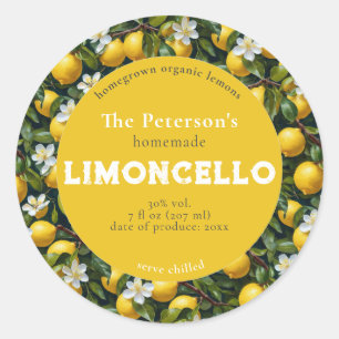Modern Retro Limoncello Drink-etikett Runt Klistermärke