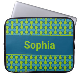 Modern Retro Link Pattern in Blue and Green Laptop Fodral