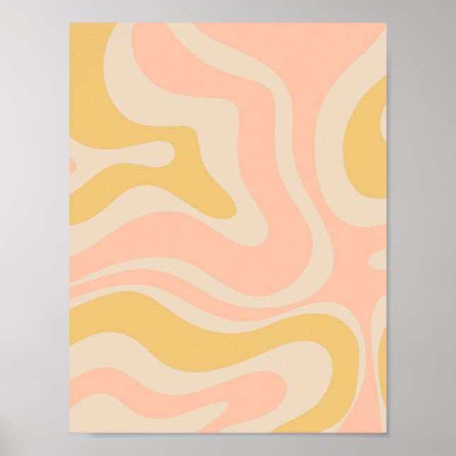 Modern Retro Liquid Swirl Abstrakt Mönster Pastel Poster (Framsidan)