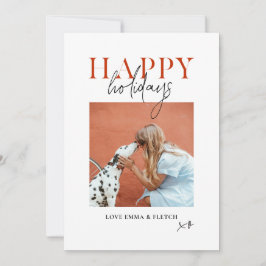 Modern Retro Ljusfärgad Röd Orange Hundmamma Julkort