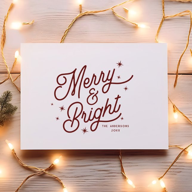 Modern Retro Merry och BrightStor | Cherry Red Julkort (Skapare uppladdad)
