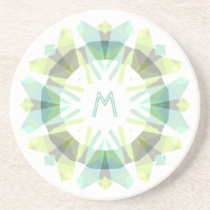 Modern Retro Monogram Initial Grön Grå Whimsy Underlägg