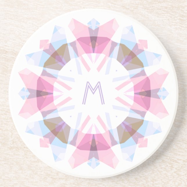 Modern Retro Monogram Initial Rosa Blå Whimsical Underlägg (Framsidan)