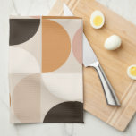 Modern Retro Mönster Brown-jordtoner i mitten av å Kökshandduk<br><div class="desc">Retro i mitten av århundradet moderna mönster - abstraktens geometriska former - minimalistiskt mönster i jordtoner - Brown,  beige,  white,  terracotta.</div>