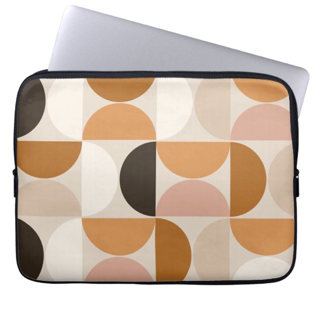 Modern Retro Mönster Brown-jordtoner i mitten av å Laptop Fodral (Framsidan)