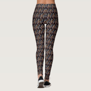 Modern Retro Mönster Brun Leggings