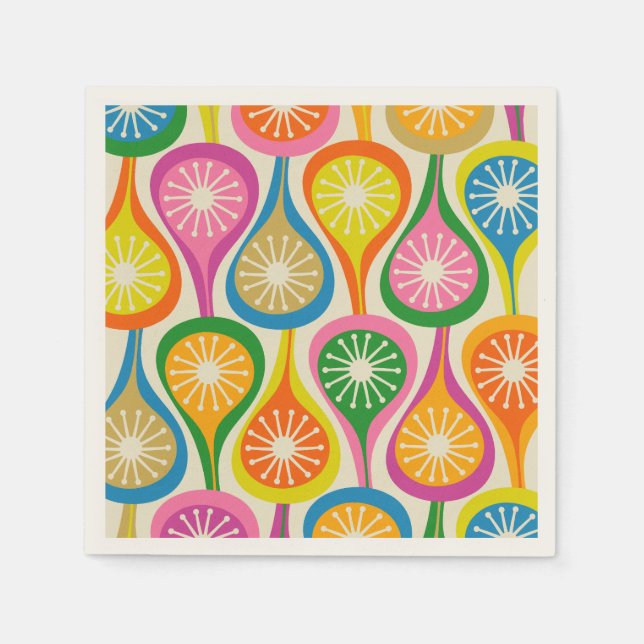 Modern Retro Mönster i Modern Retro med ljus färgs Pappersservett (Framsidan)