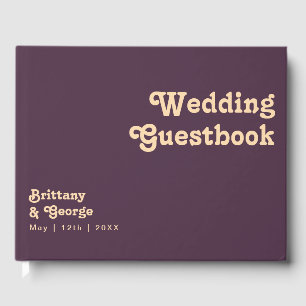 Modern Retro Mörk Lila Bröllop Guestbook Gästböcker
