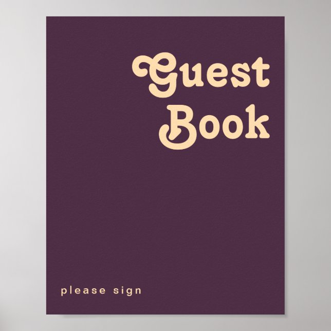 Modern Retro | Mörk Lila Guest Bok Sign Poster (Framsidan)