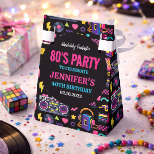 Modern Retro Neon 80-tals Födelsedagsfest för Vuxn Presentaskar