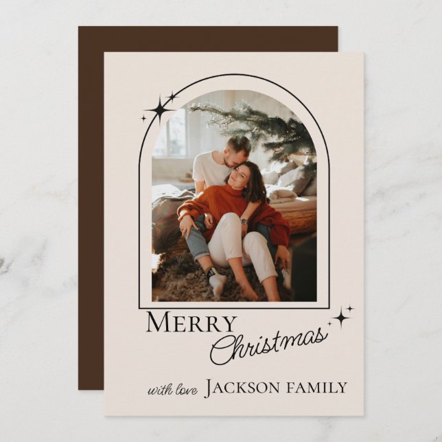Modern Retro New Year 2026 Family Photo Card (Fram/baksida)
