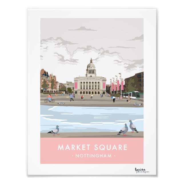 Modern Retro Nottingham City Center Poster (Framsidan)