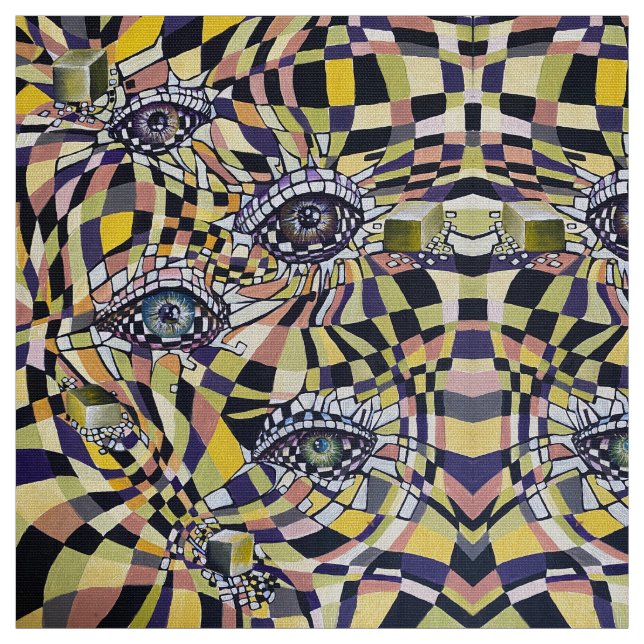 Modern Retro Oculus 80s 90-talskonst Tyg (Provkarta)