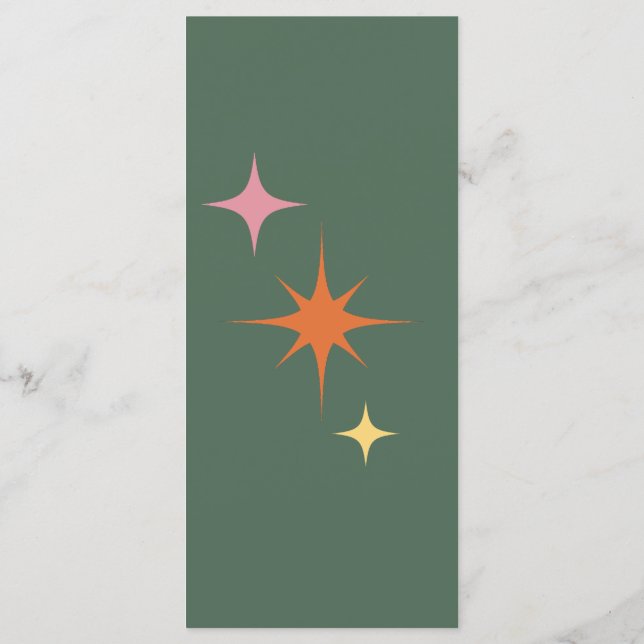 Modern Retro Oliv grönt & Rosa Bröllop Meny (Baksida)