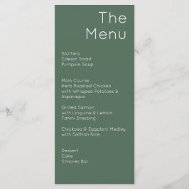 Modern Retro Oliv grönt & Rosa Bröllop Meny