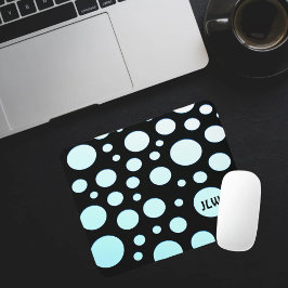 Modern Retro Ombre Blue Circles on Black Musmatta