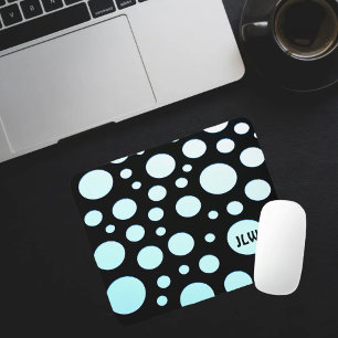 Modern Retro Ombre Blue Circles on Black Musmatta