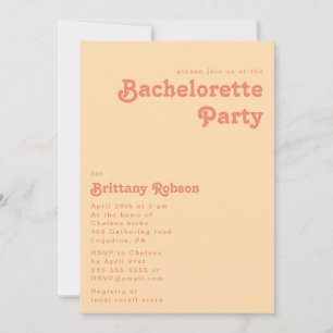Modern Retro Orange Cream Bachelorette Party Inbjudningar