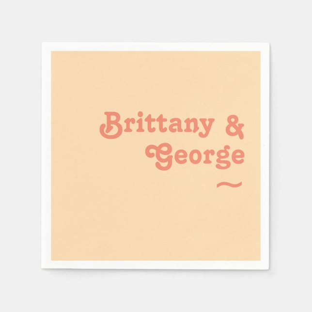Modern Retro | Orange Cream Bröllop Napkins Pappersservett (Framsidan)
