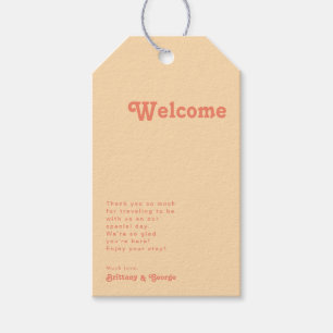 Modern Retro Orange Cream Bröllop Välkommen Presentetikett