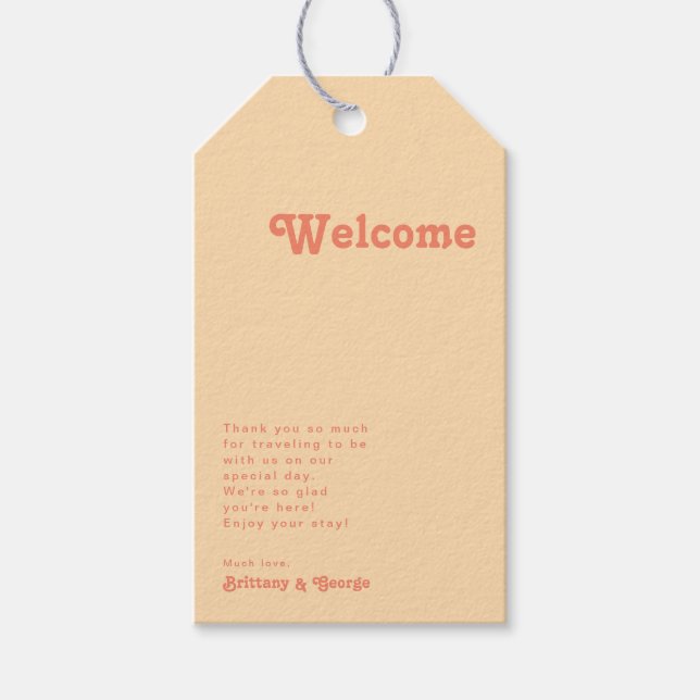 Modern Retro | Orange Cream Bröllop Välkommen Presentetikett (Framsidan)