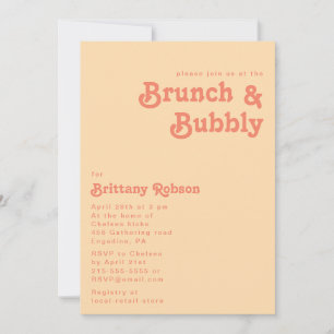 Modern Retro Orange Cream Brunch och Bubly Inbjudningar