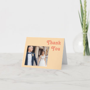 Modern Retro Orange Cream Folat Photo Tack Kort